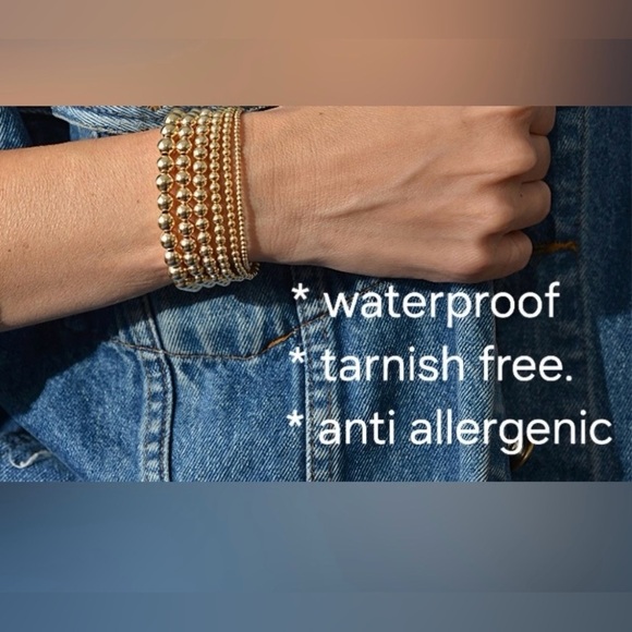 Gold (14K) Filled & Pearl Bracelet Stacks;  Set of 5; Sweat & waterproof.    #2 - Picture 3 of 5